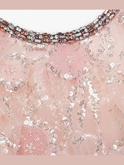 Pink embellished cape midi dress