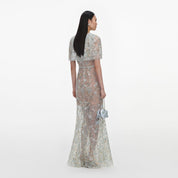 Mint embellished cape maxi dress