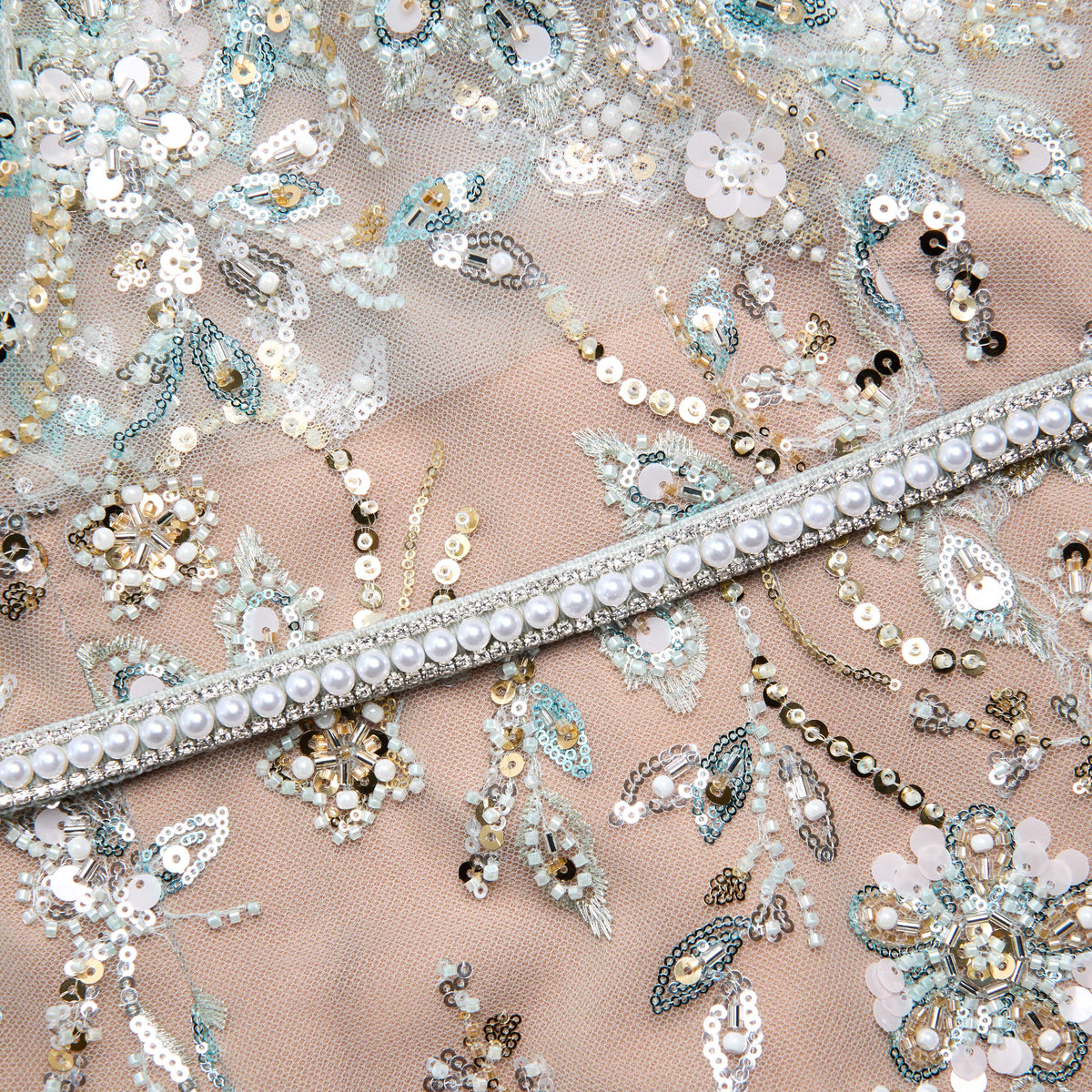 Mint embellished cape maxi dress