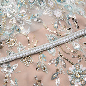 Mint embellished cape maxi dress