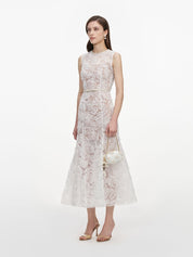 White tulle lace midi dress