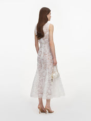 White tulle lace midi dress