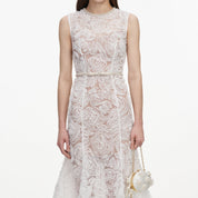 White tulle lace midi dress