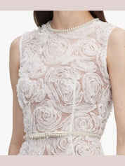 White tulle lace midi dress