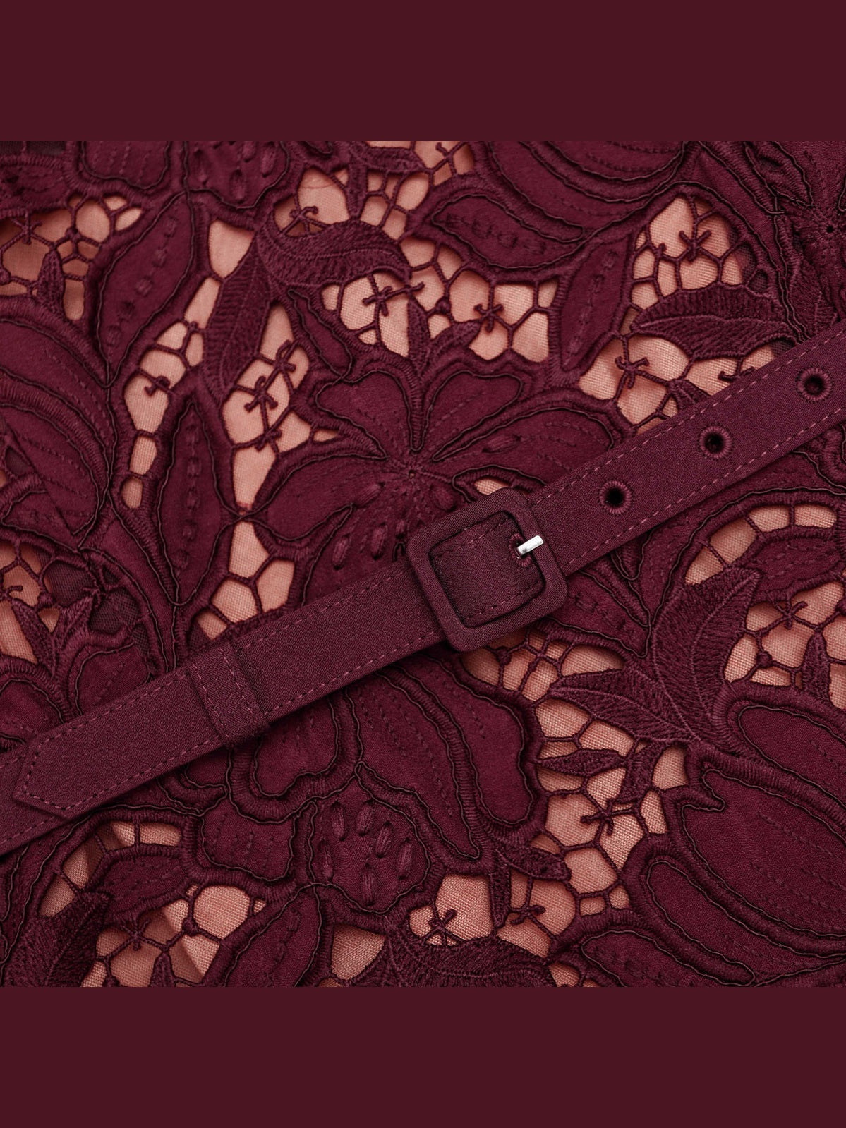 Burgundy lace midi dress