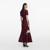 Burgundy lace midi dress