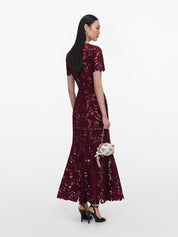 Burgundy lace midi dress