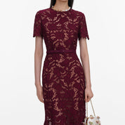 Burgundy lace midi dress