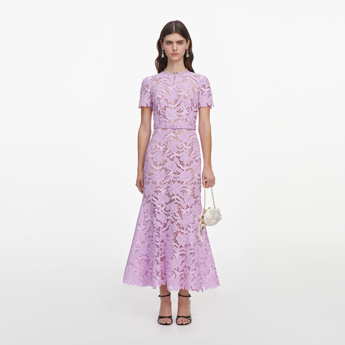 Lilac lace midi dress