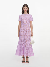 Lilac lace midi dress