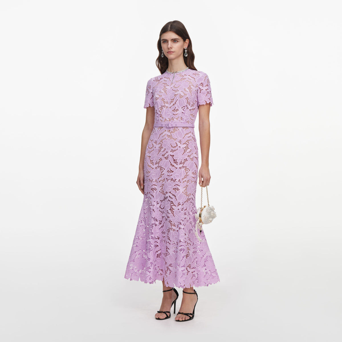 Lilac lace midi dress