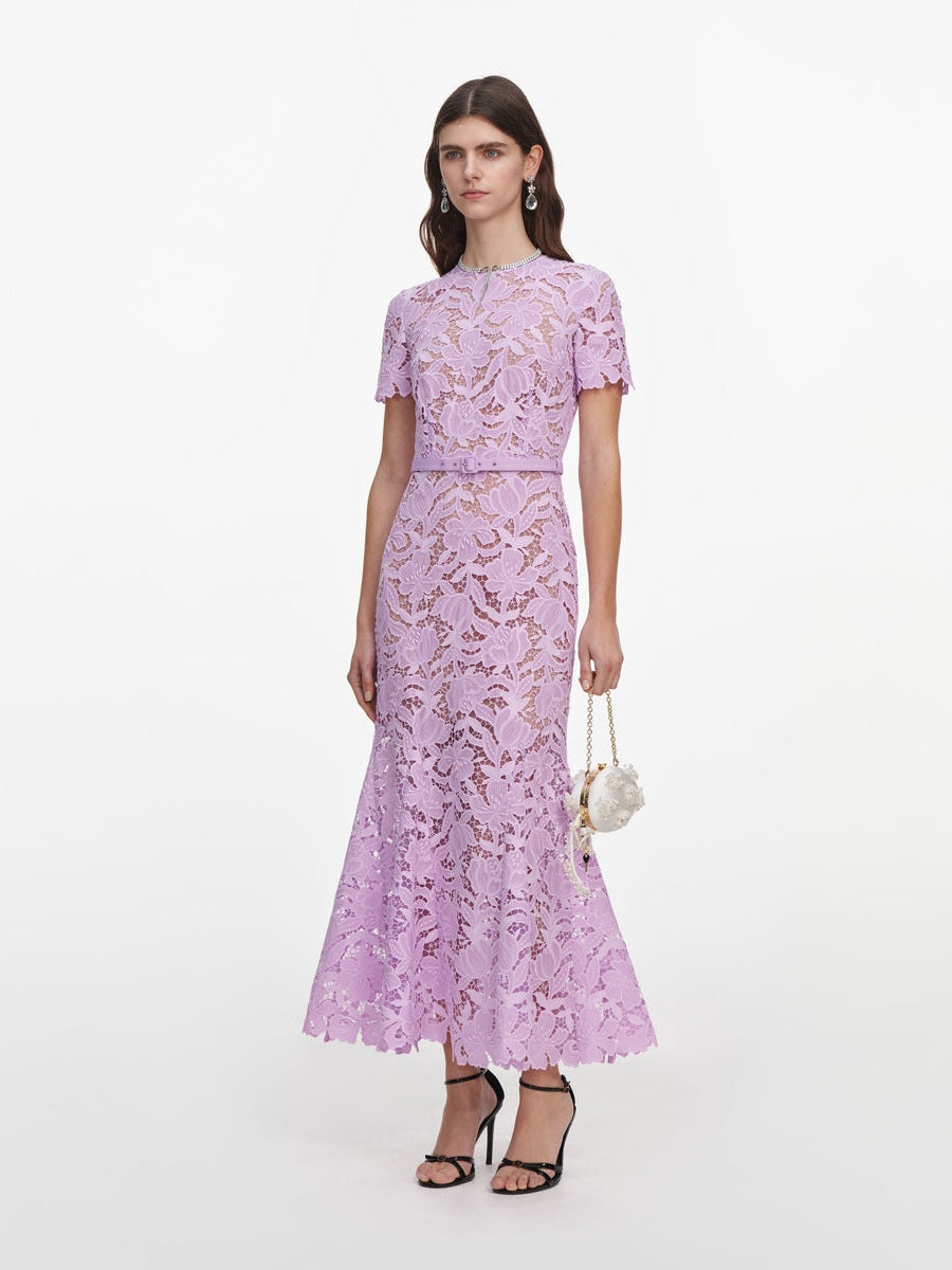 Lilac lace midi dress