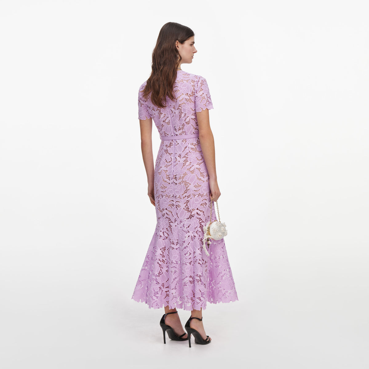 Lilac lace midi dress