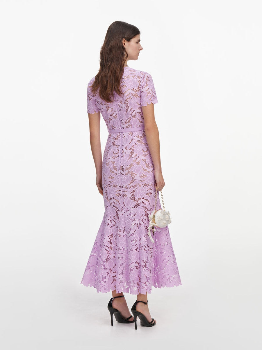 Lilac lace midi dress