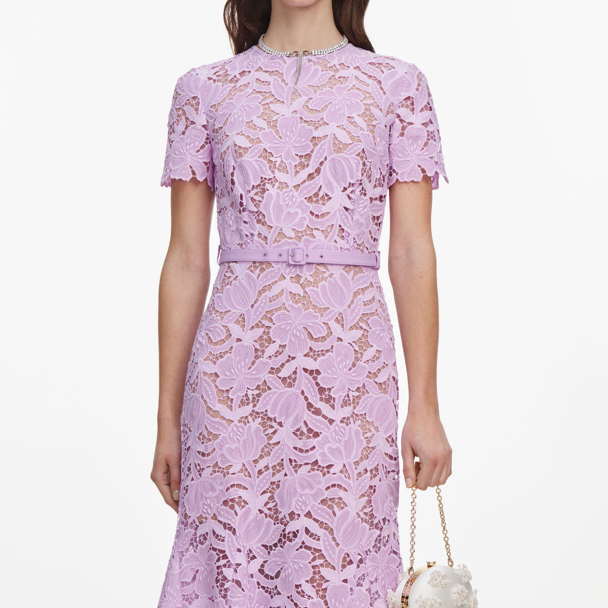 Lilac lace midi dress