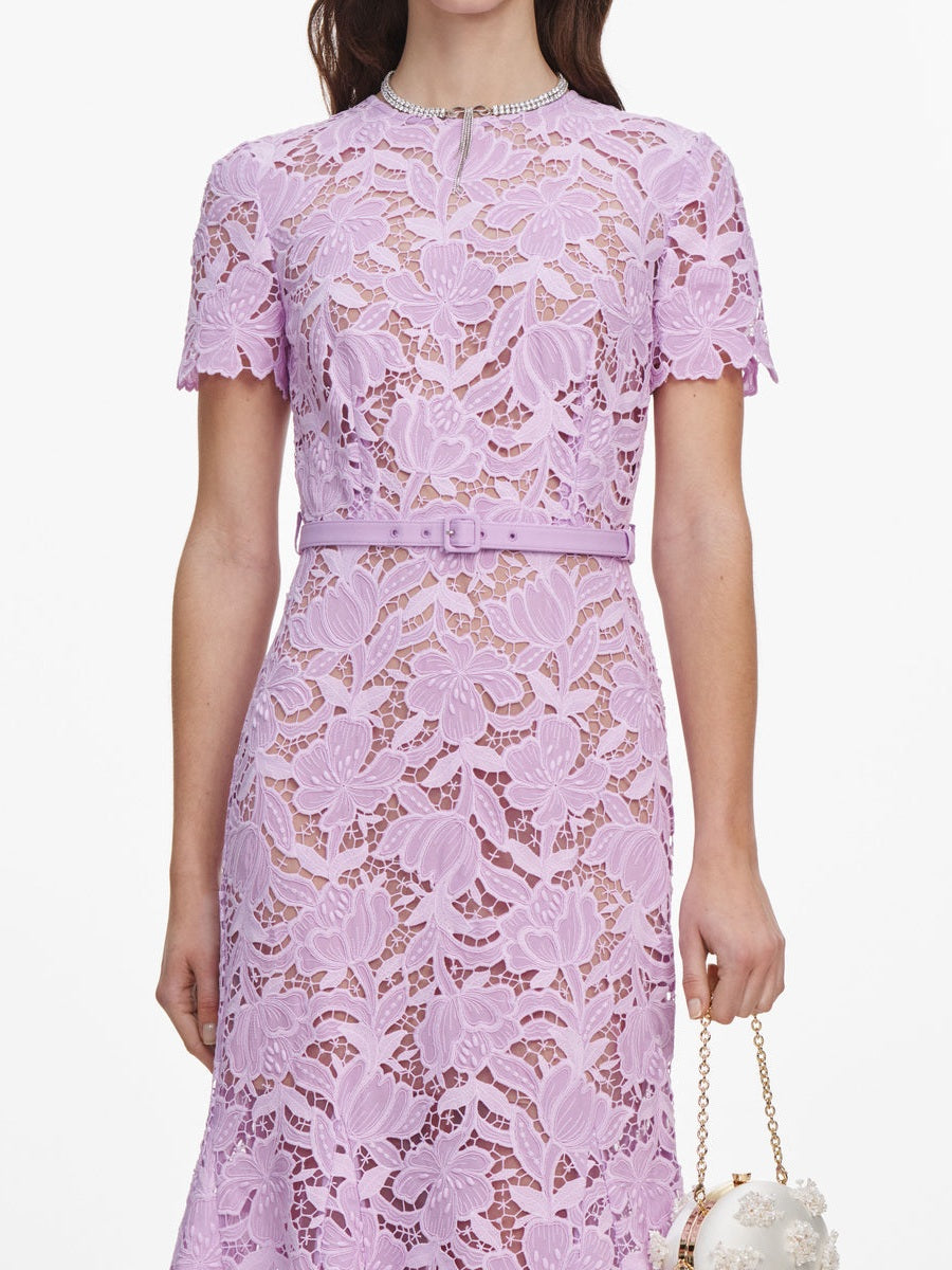 Lilac lace midi dress