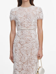 White tulle lace maxi dress