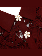 Burgundy lace mini dress