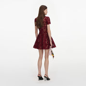 Burgundy lace mini dress