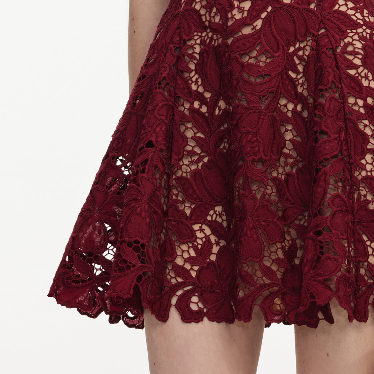 Burgundy lace mini dress