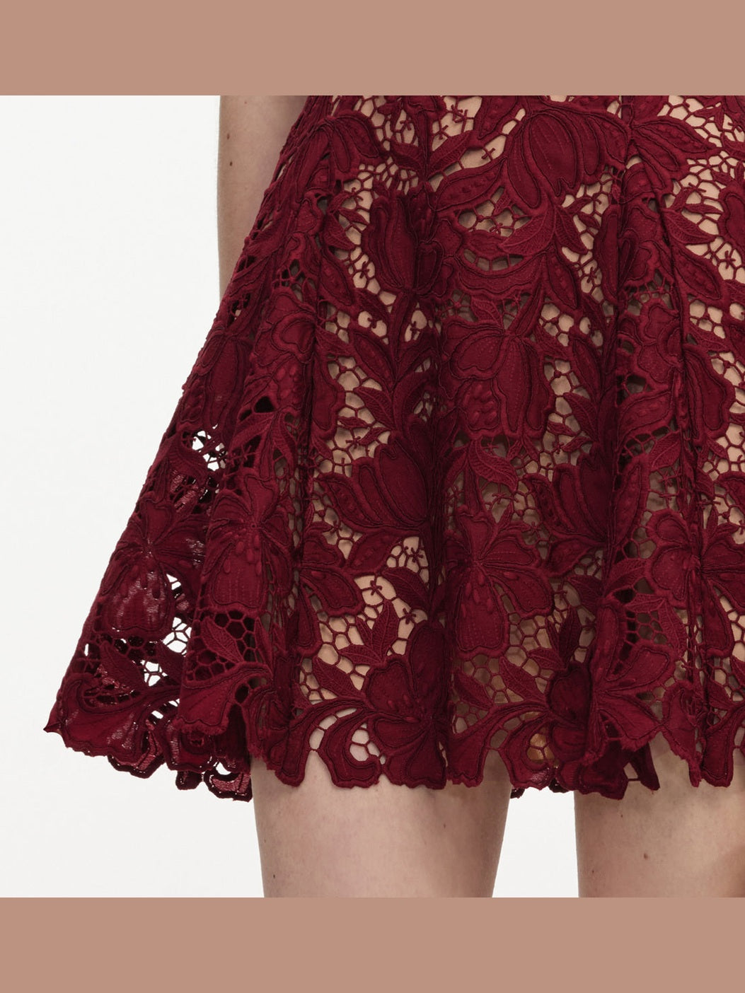 Burgundy lace mini dress