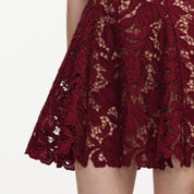 Burgundy lace mini dress