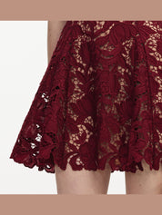 Burgundy lace mini dress