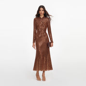 Bronze rhinestone midi dress