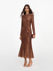 Bronze rhinestone midi dress