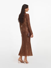 Bronze rhinestone midi dress