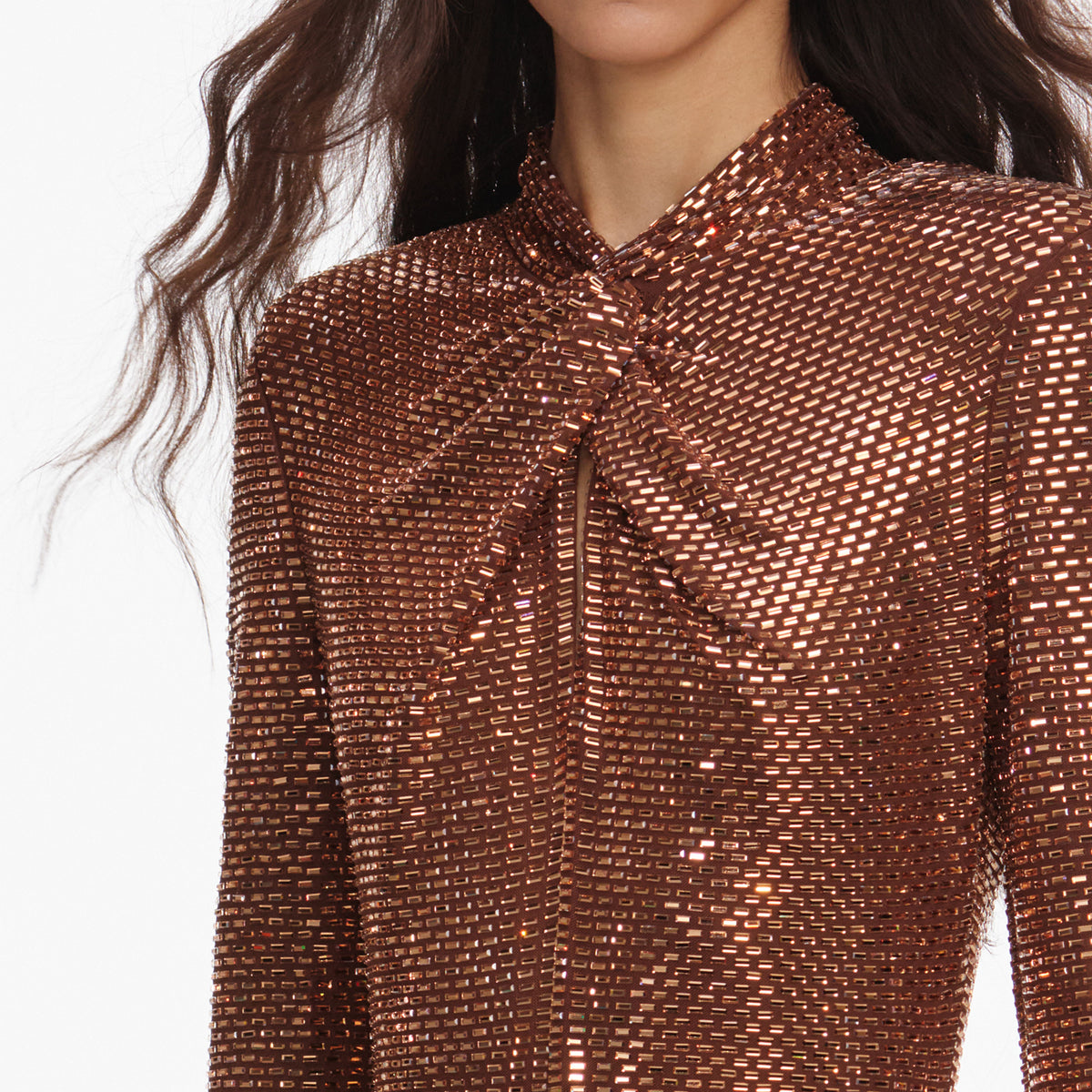 Bronze rhinestone midi dress