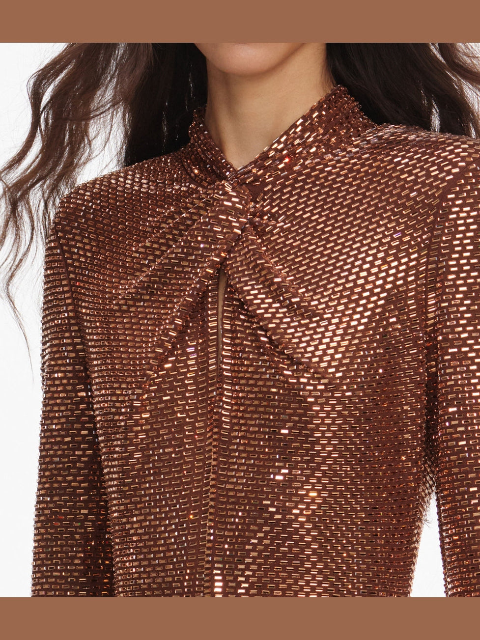 Bronze rhinestone midi dress