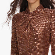 Bronze rhinestone midi dress