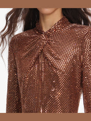 Bronze rhinestone midi dress