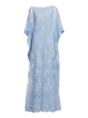 Blue embellished lace kaftan