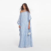 Blue embellished lace kaftan