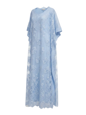 Blue embellished lace kaftan