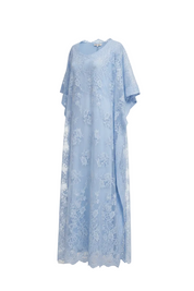 Blue embellished lace kaftan