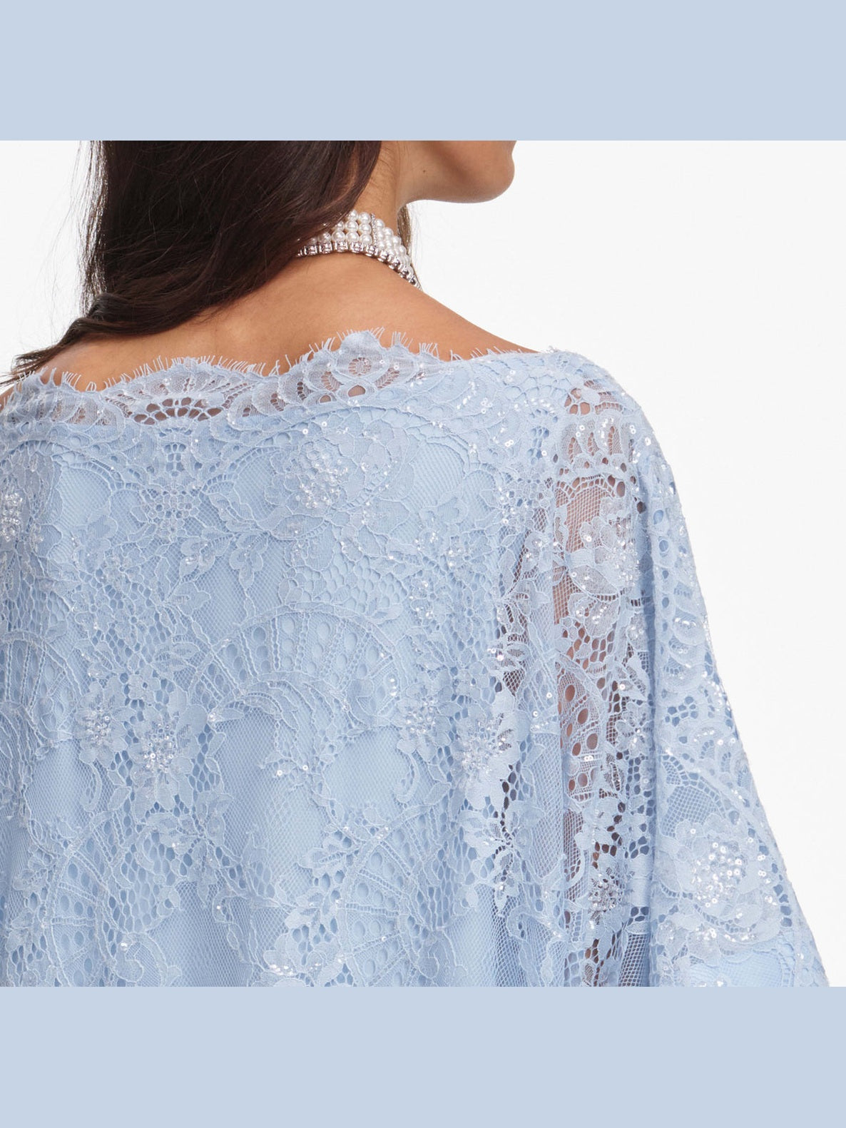 Blue embellished lace kaftan