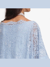 Blue embellished lace kaftan