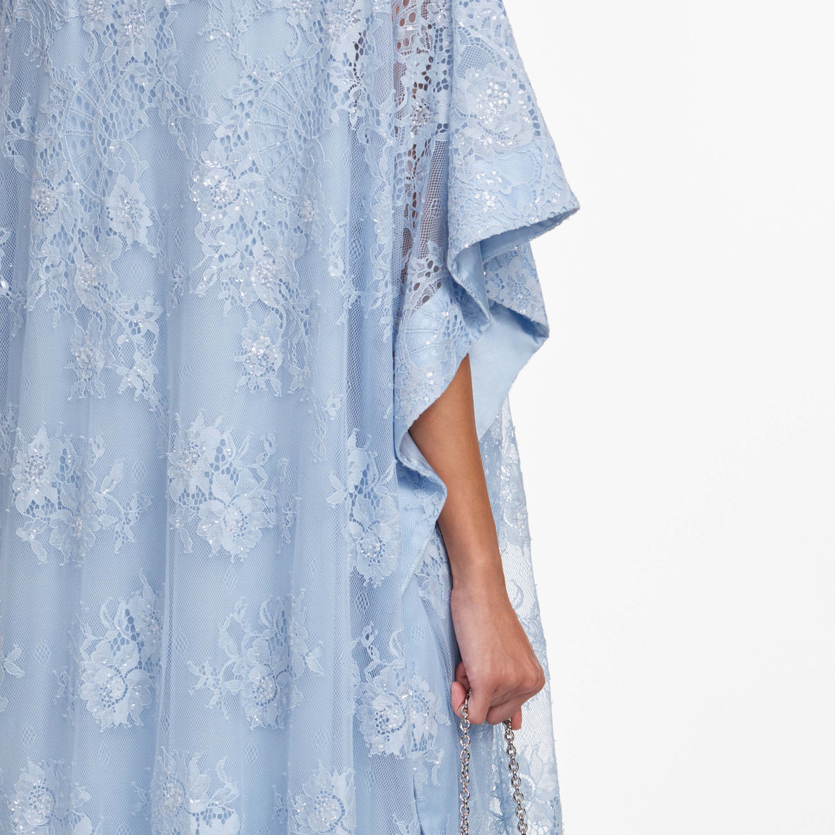 Blue embellished lace kaftan