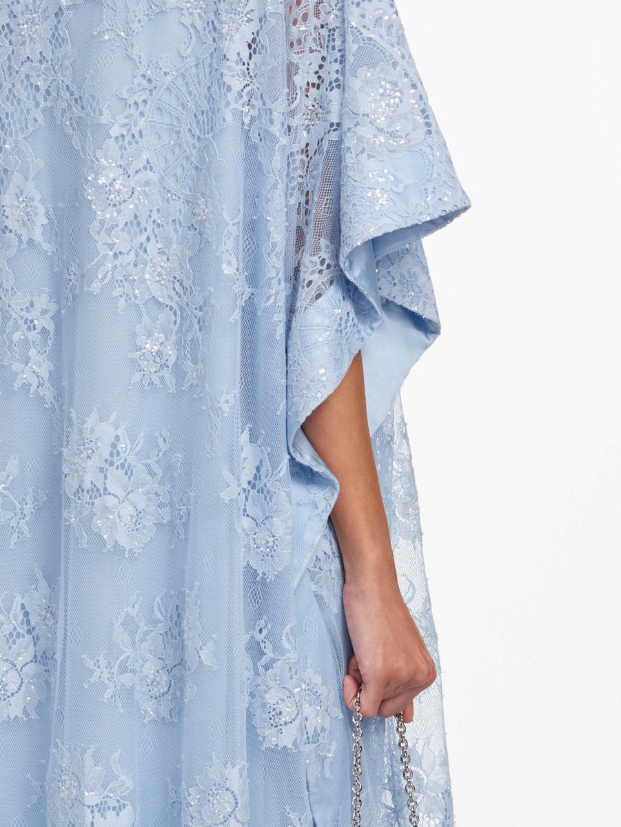 Blue embellished lace kaftan