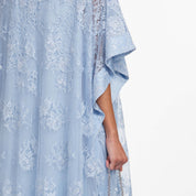 Blue embellished lace kaftan