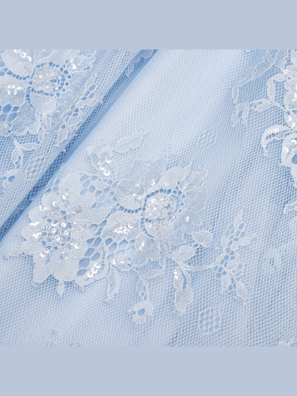 Blue embellished lace kaftan