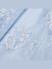 Blue embellished lace kaftan