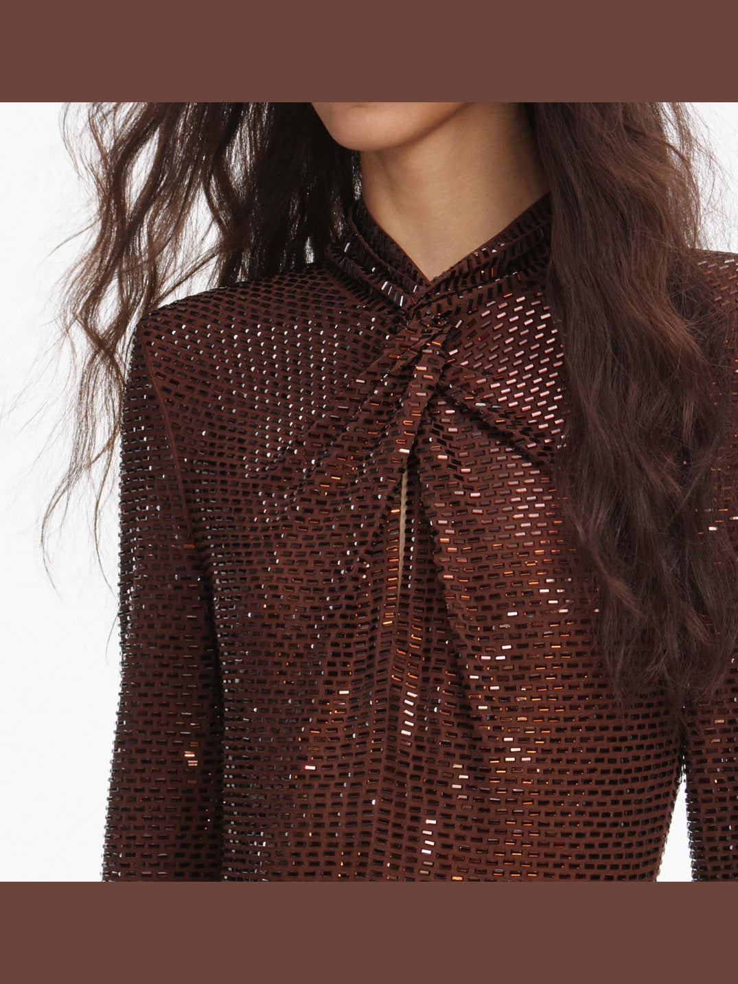 Brown rhinestone maxi dress