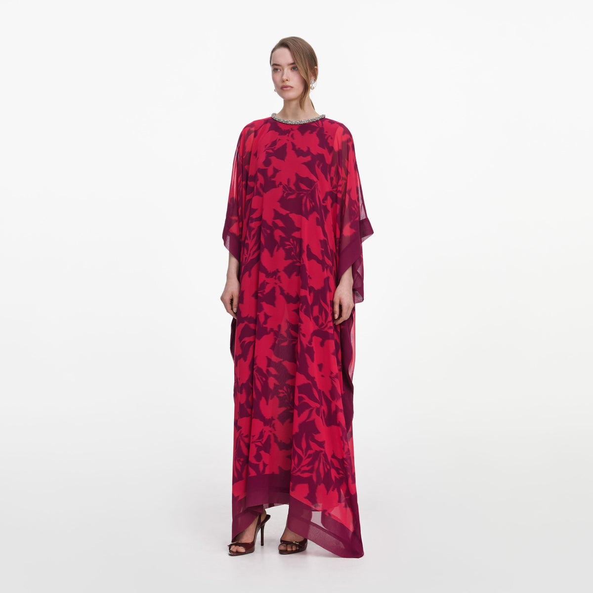 Pink floral kaftan