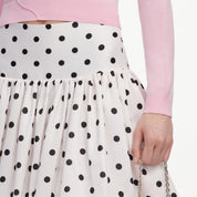 Cream polka dot taffeta midi skirt