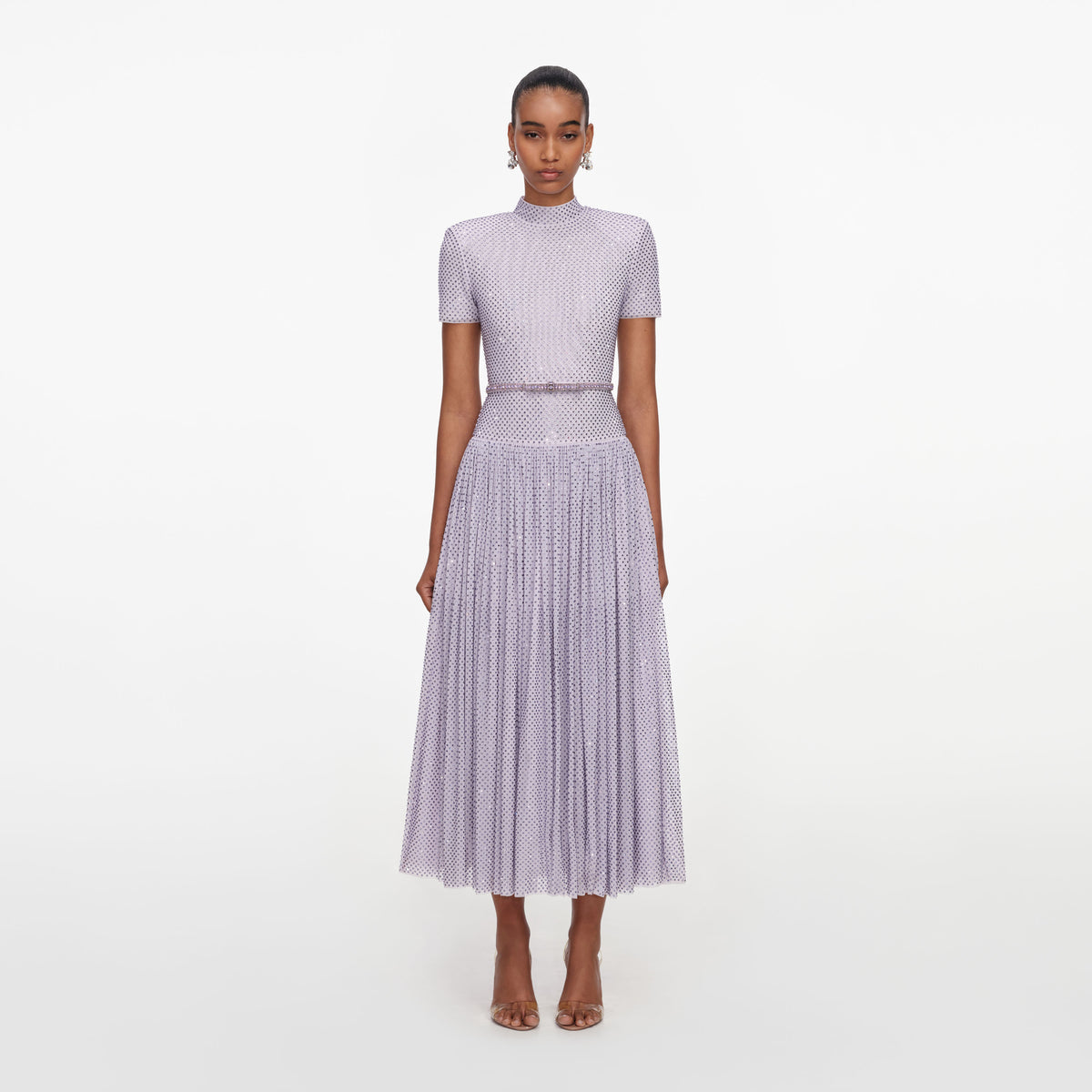 Lilac rhinestone midi dress