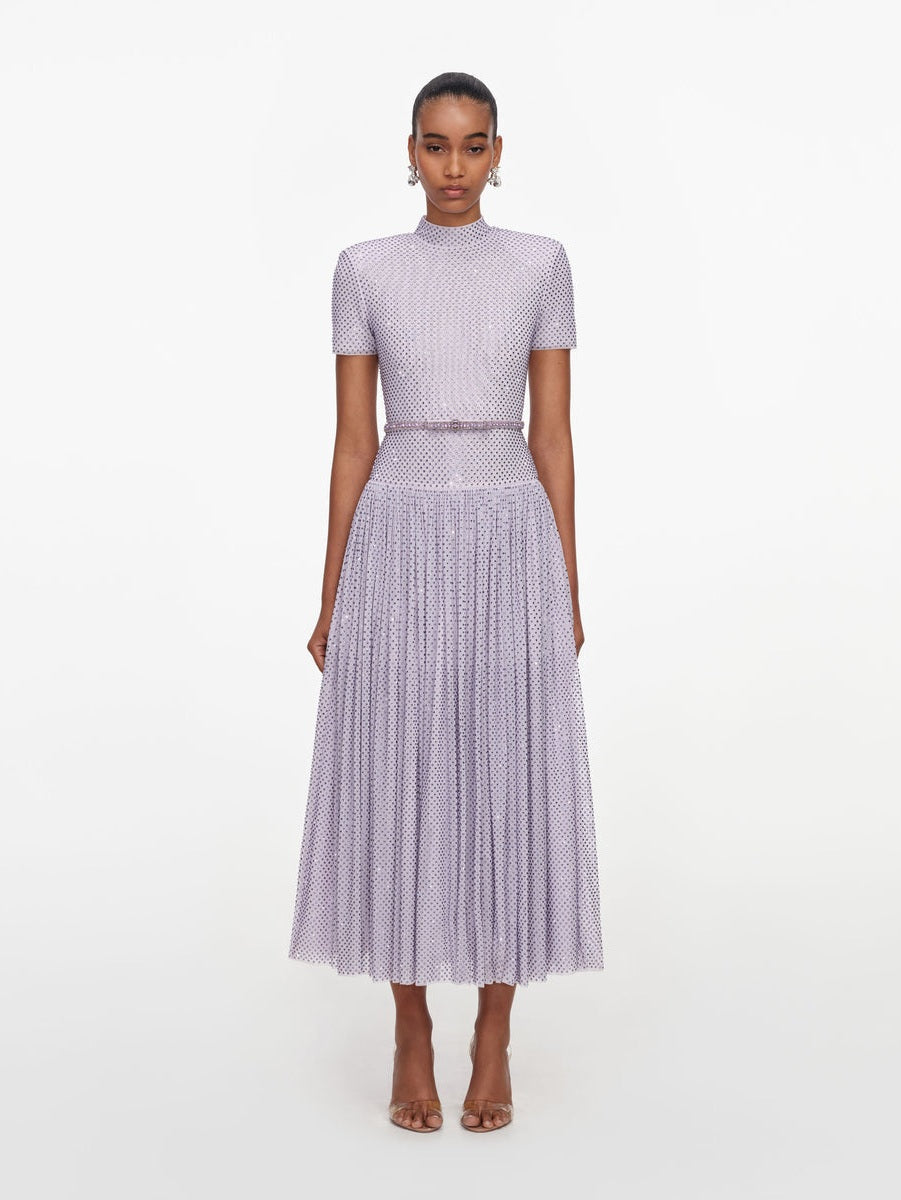 Lilac rhinestone midi dress